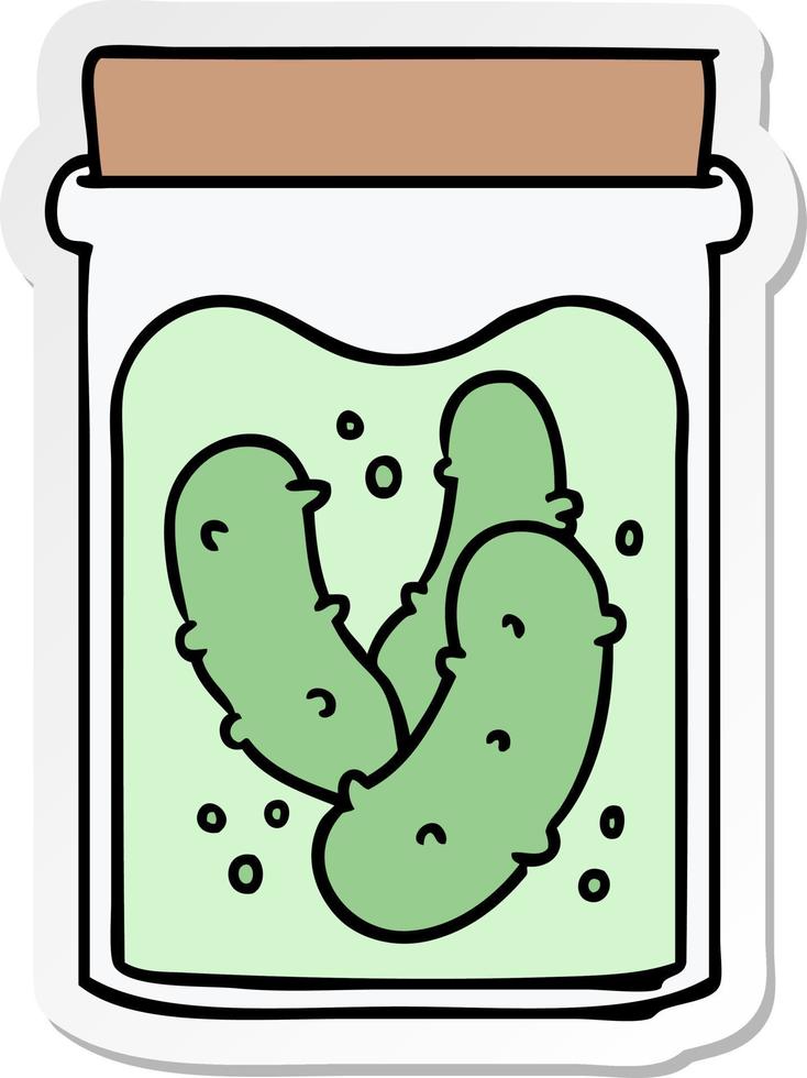 sticker cartoon doodle jar of pickled gherkins vector