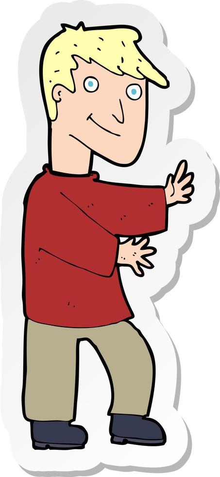 sticker of a cartoon happy man vector