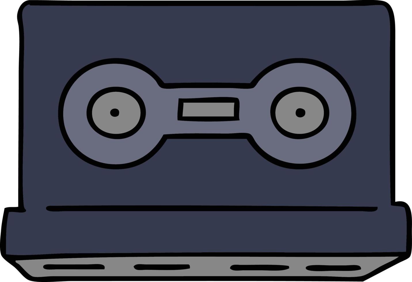 cartoon doodle of a retro cassette tape vector