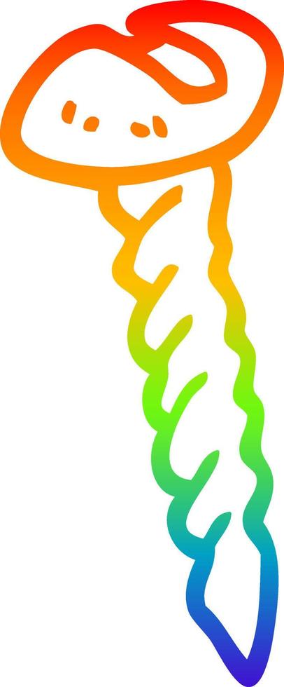 rainbow gradient line drawing cartoon metal screw vector