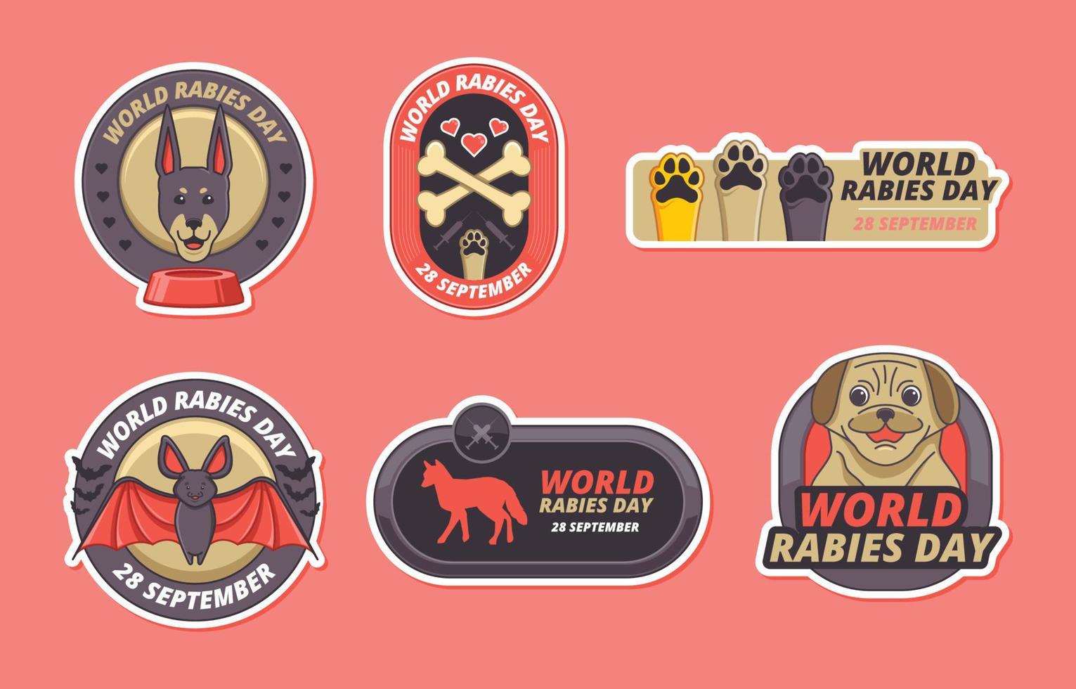 Cute World Rabies Day Sticker Badge vector