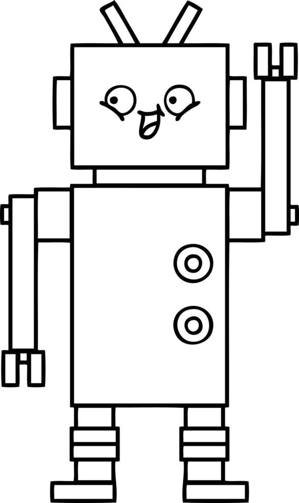 line drawing cartoon robot vector