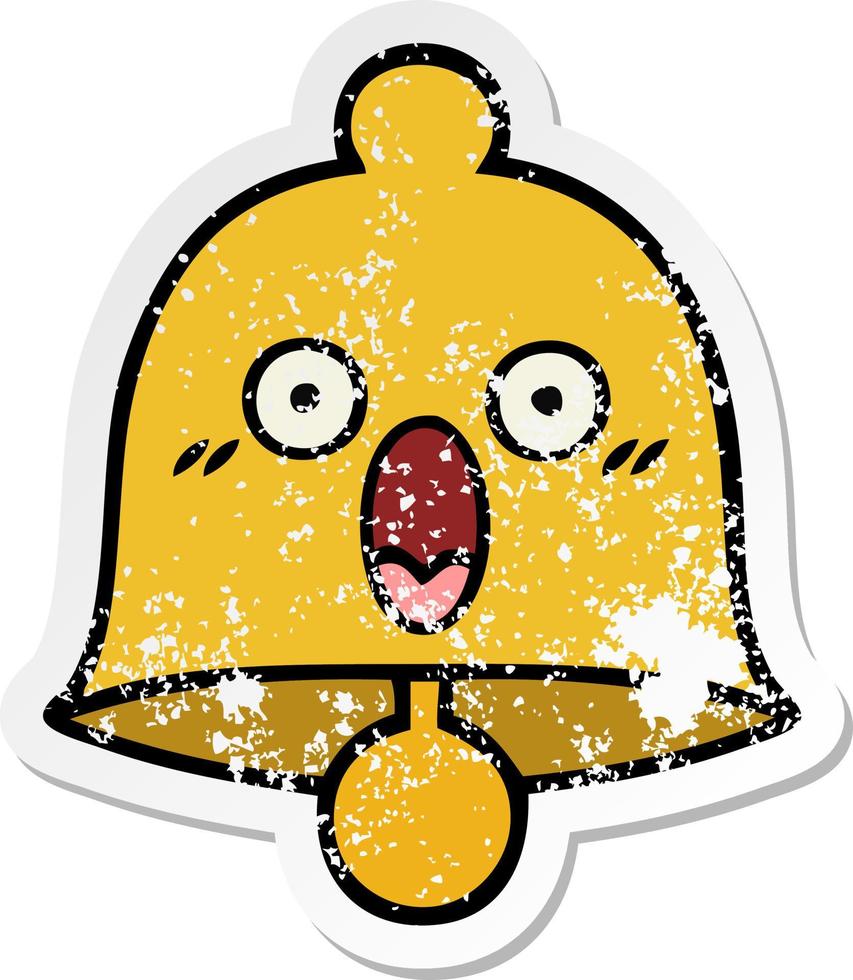 distressed sticker of a cute cartoon bell vector