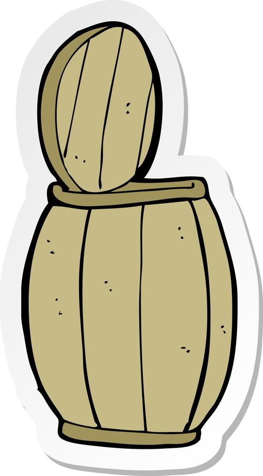 sticker of a cartoon beer barrel vector