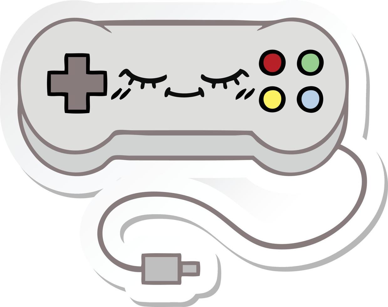 sticker of a cute cartoon game controller vector