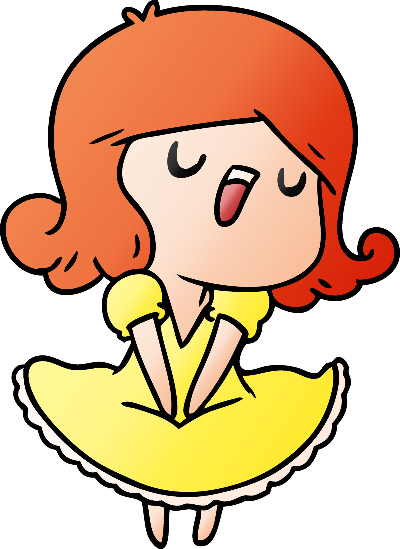 gradient cartoon of a cute singing kawaii girl 8609545 Vector Art at  Vecteezy