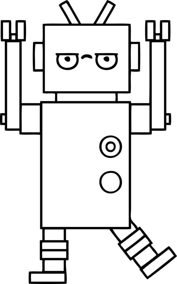 line drawing cartoon robot vector