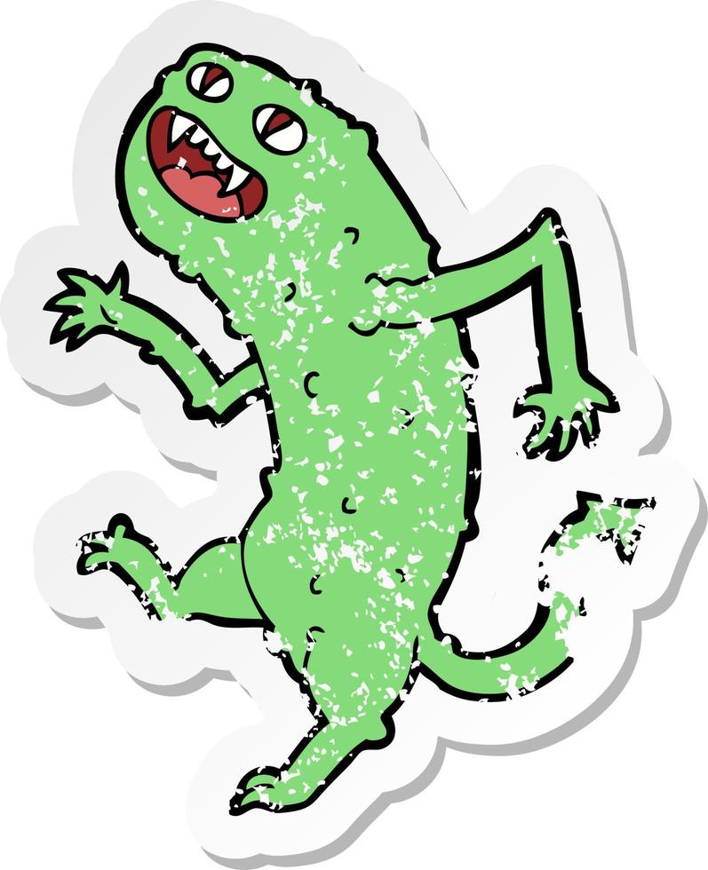 retro distressed sticker of a cartoon monster vector