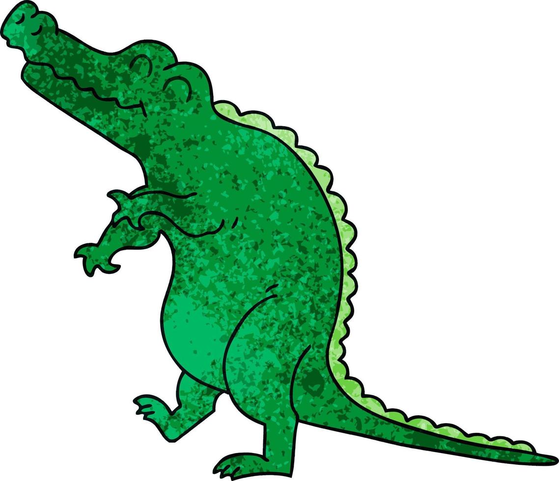 quirky hand drawn cartoon crocodile vector