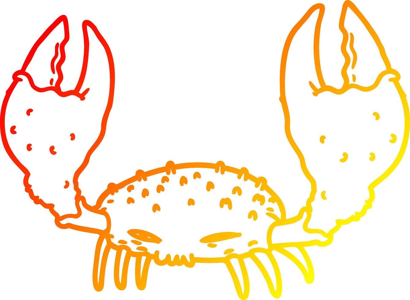 warm gradient line drawing cartoon crab vector