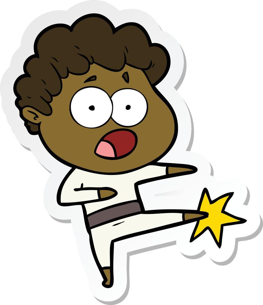 sticker of a cartoon man gasping in surprise vector