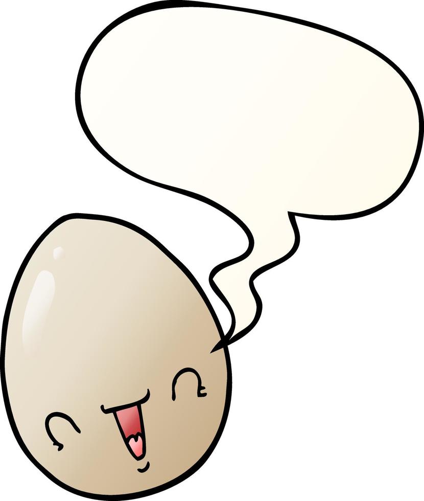 cartoon egg and speech bubble in smooth gradient style vector