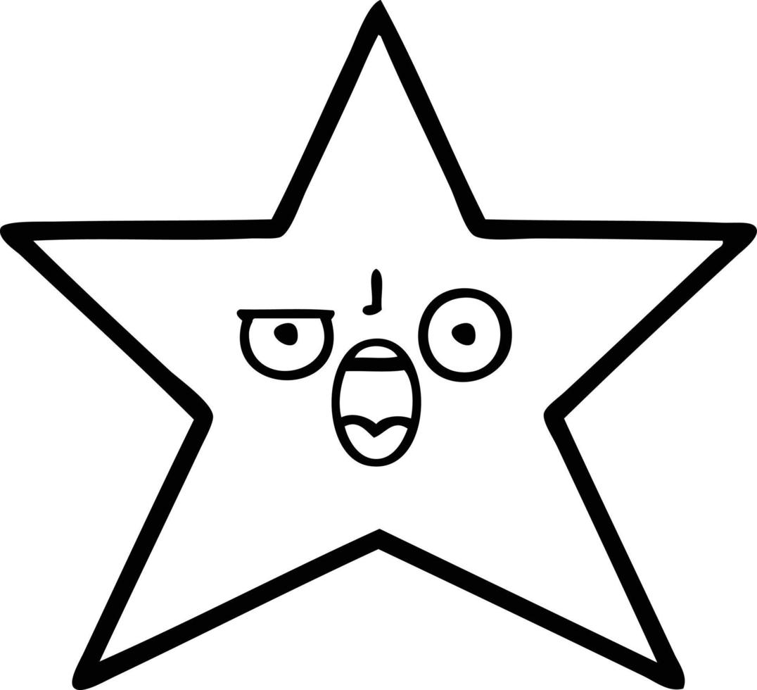 line drawing cartoon gold star vector