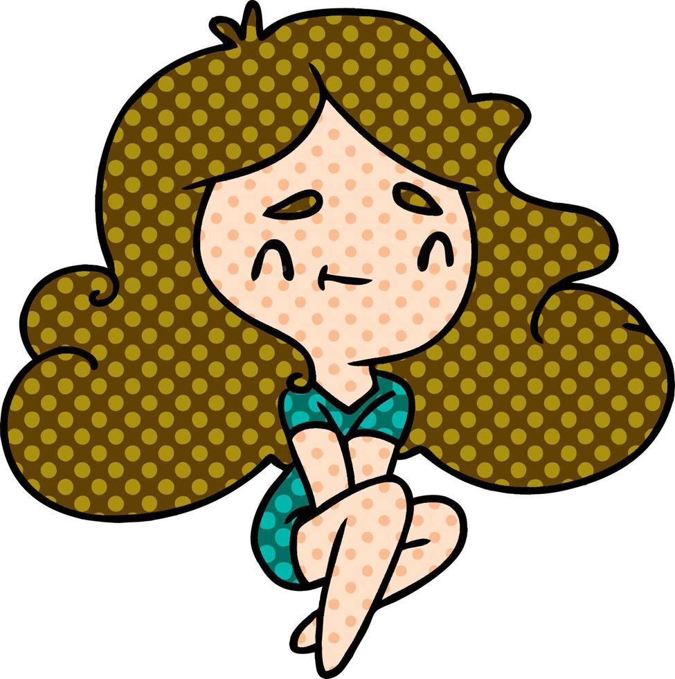 cartoon of a cute kawaii girl vector