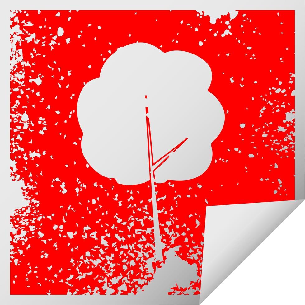 quirky distressed square peeling sticker symbol tree vector