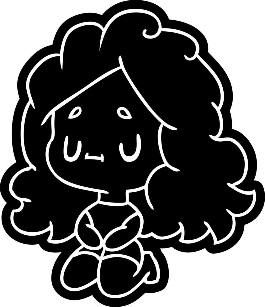 cartoon icon of a cute kawaii girl vector