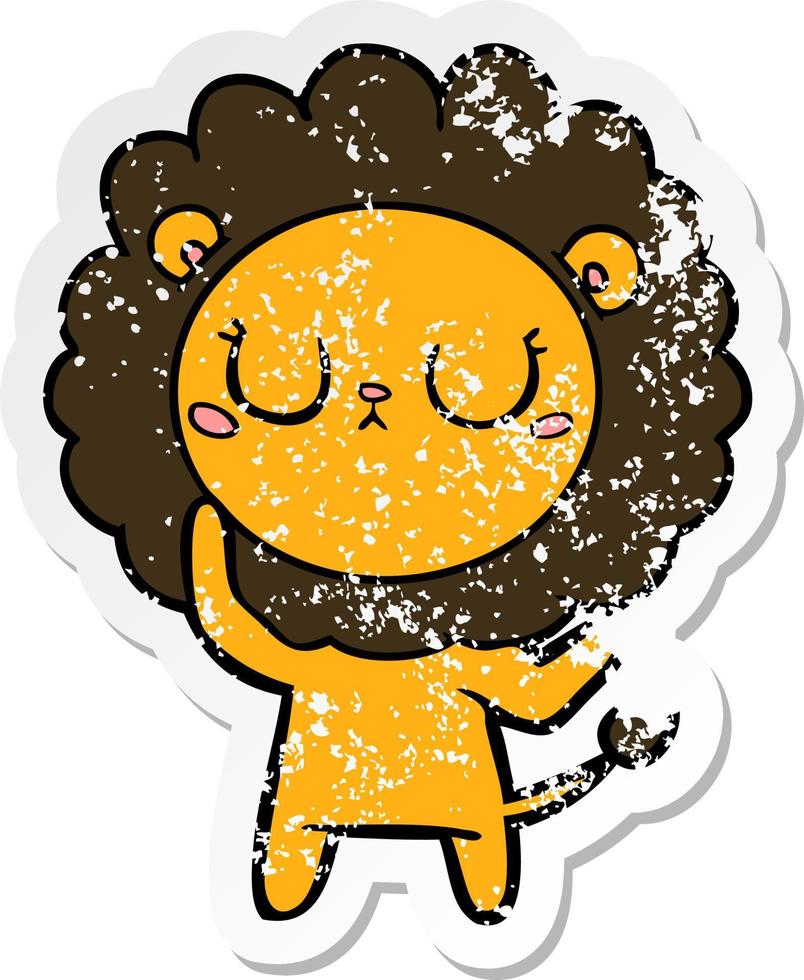 distressed sticker of a cartoon lion vector