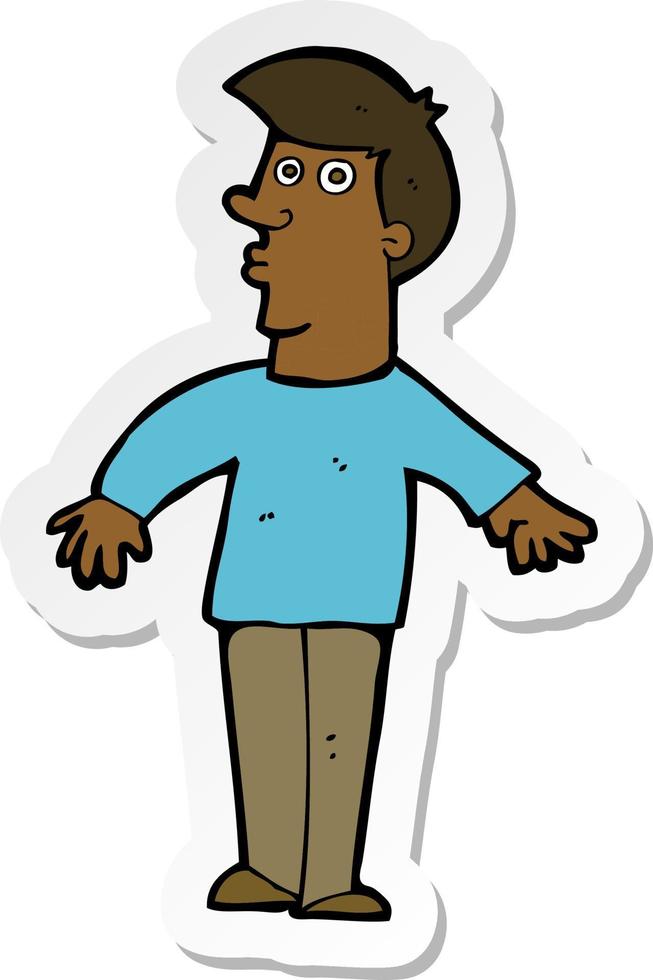 sticker of a cartoon surprised man vector