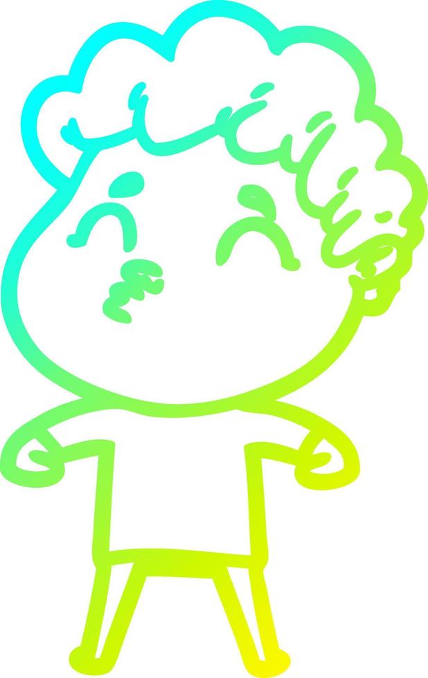 cold gradient line drawing cartoon man pouting vector