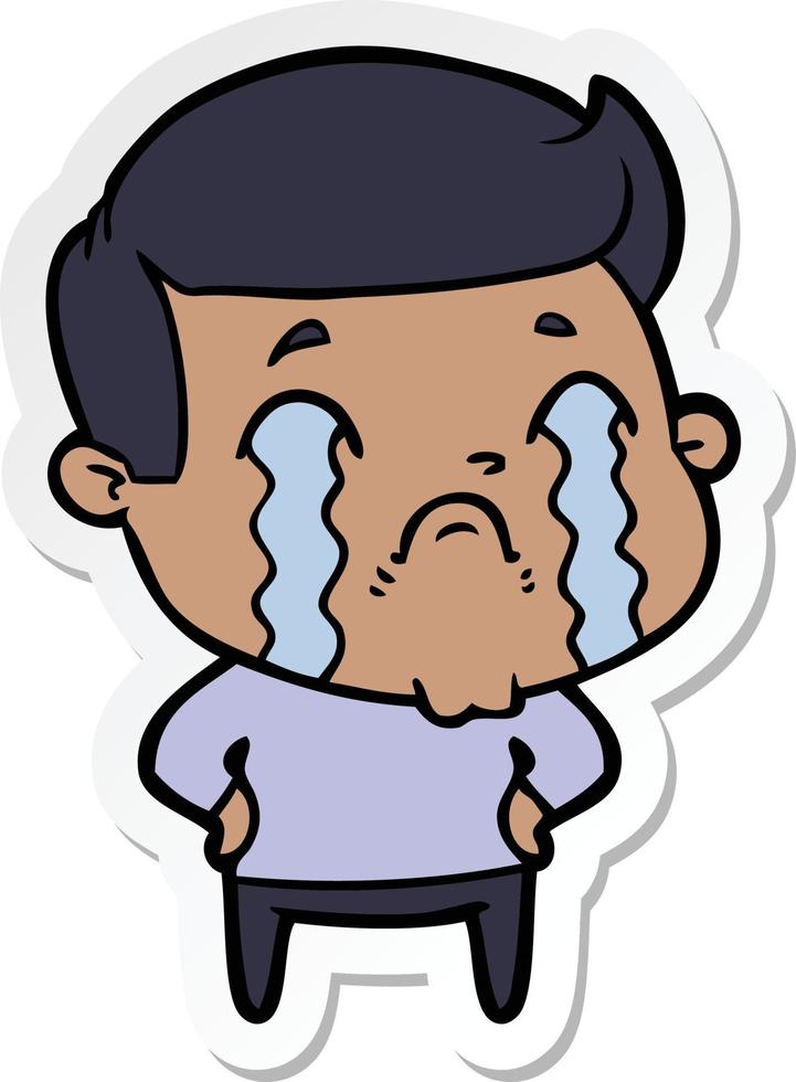 sticker of a cartoon man crying vector