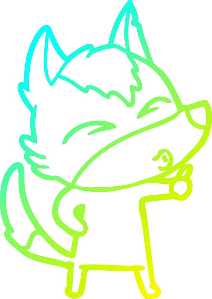 cold gradient line drawing cartoon wolf pouting vector