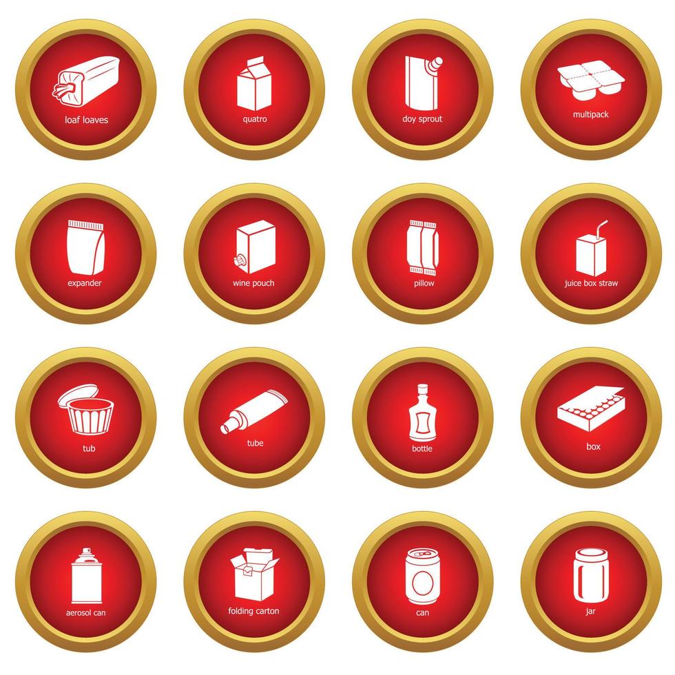 Package types icons set, simple style vector
