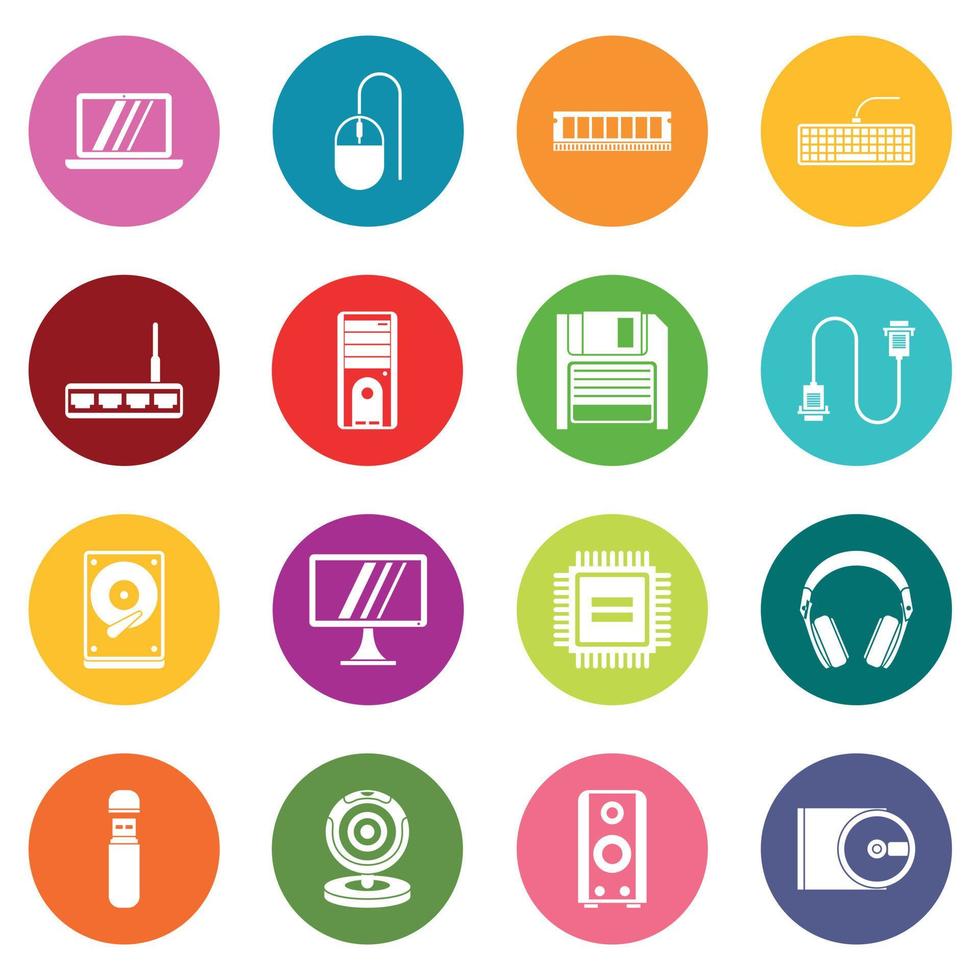 conjunto de iconos de computadora muchos colores vector