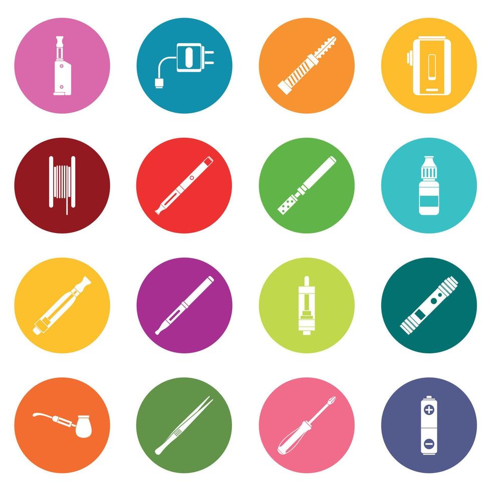 conjunto de iconos de vapeo muchos colores vector