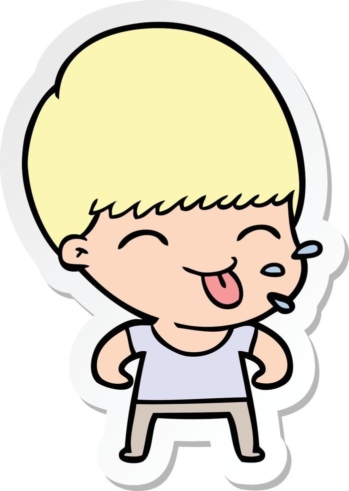 sticker of a funny cartoon boy vector