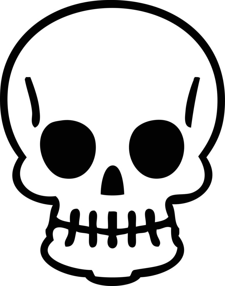 quirky line drawing cartoon skull vector