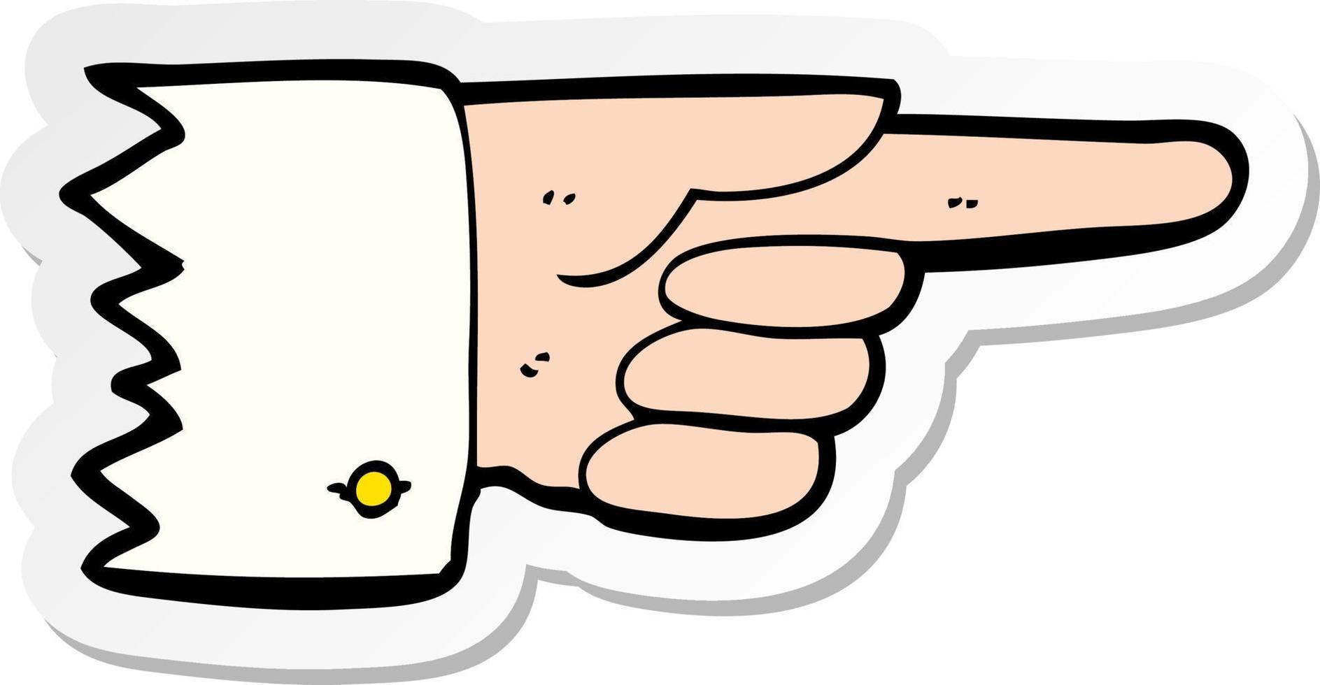 sticker of a cartoon pointing hand symbol vector
