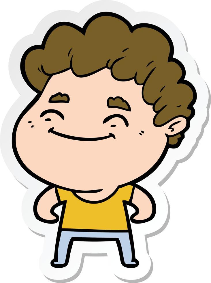 sticker of a cartoon friendly man vector