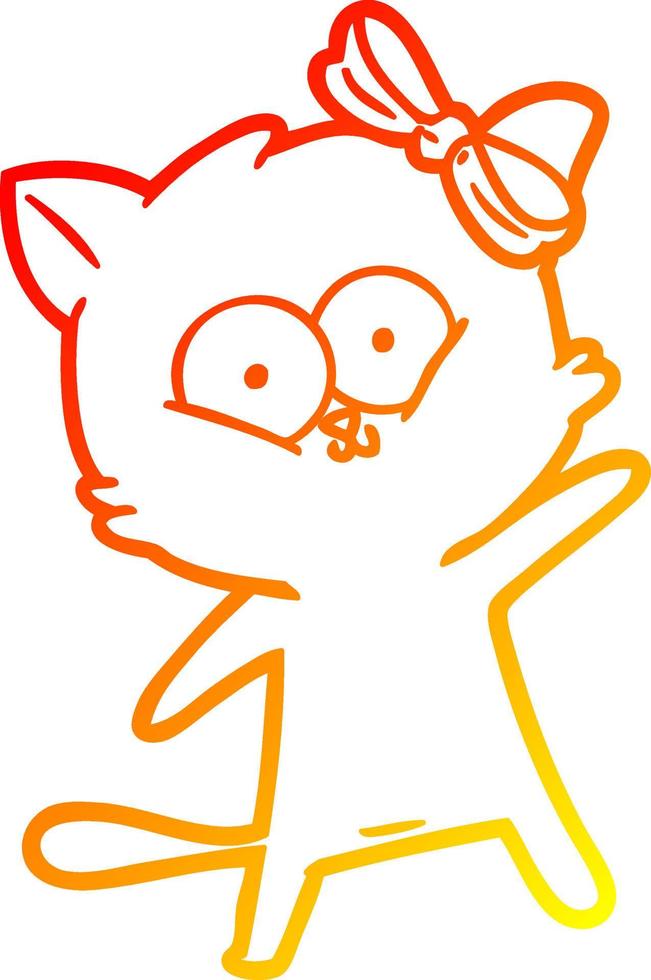 gato de dibujos animados de dibujo de línea de gradiente cálido vector