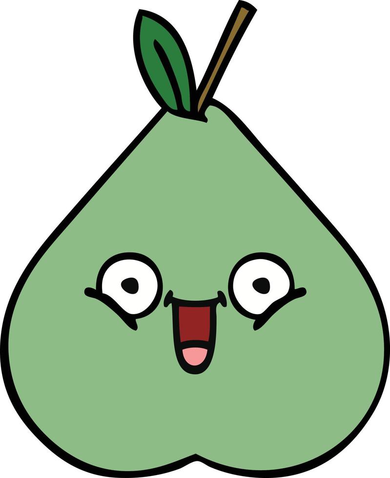 cute cartoon green pear vector