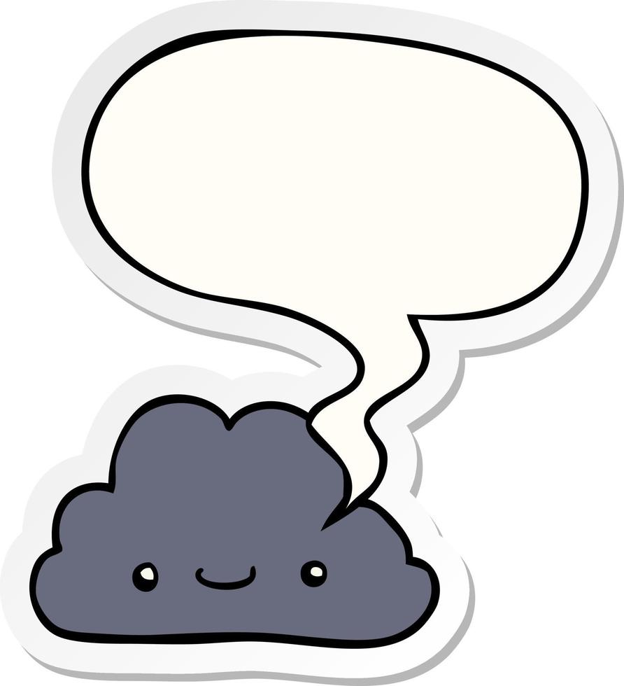 cute cartoon cloud and speech bubble sticker vector