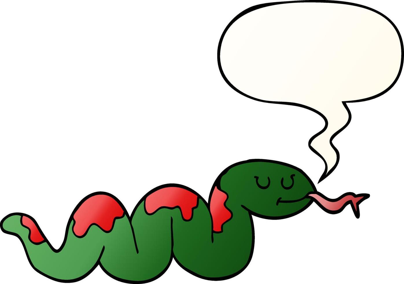 cartoon snake and speech bubble in smooth gradient style vector