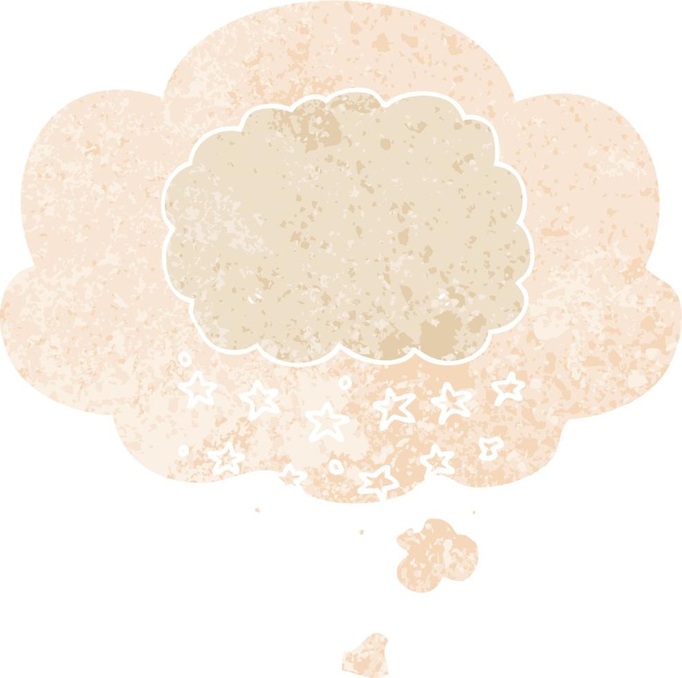 cartoon rain cloud and thought bubble in retro textured style vector