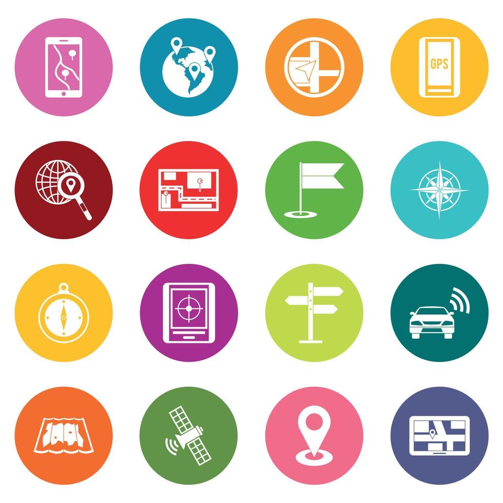Navigation icons many colors set vector
