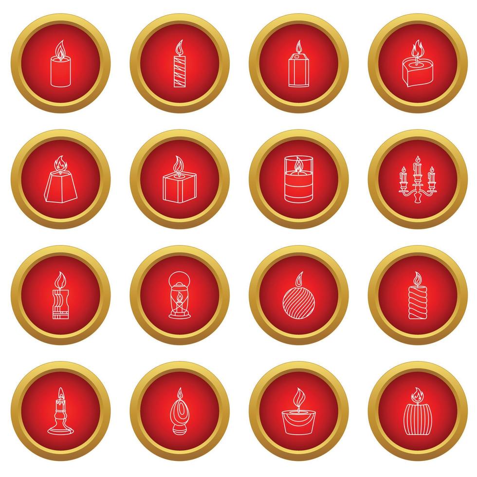 Candle forms icons set flame light, outline style vector