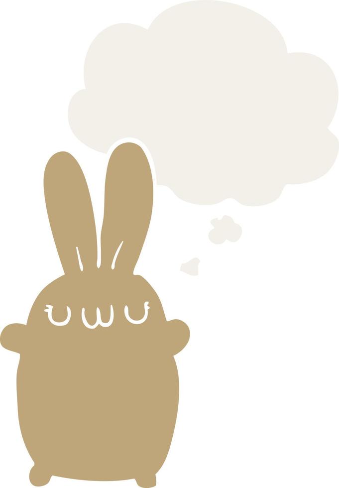cartoon rabbit and thought bubble in retro style vector