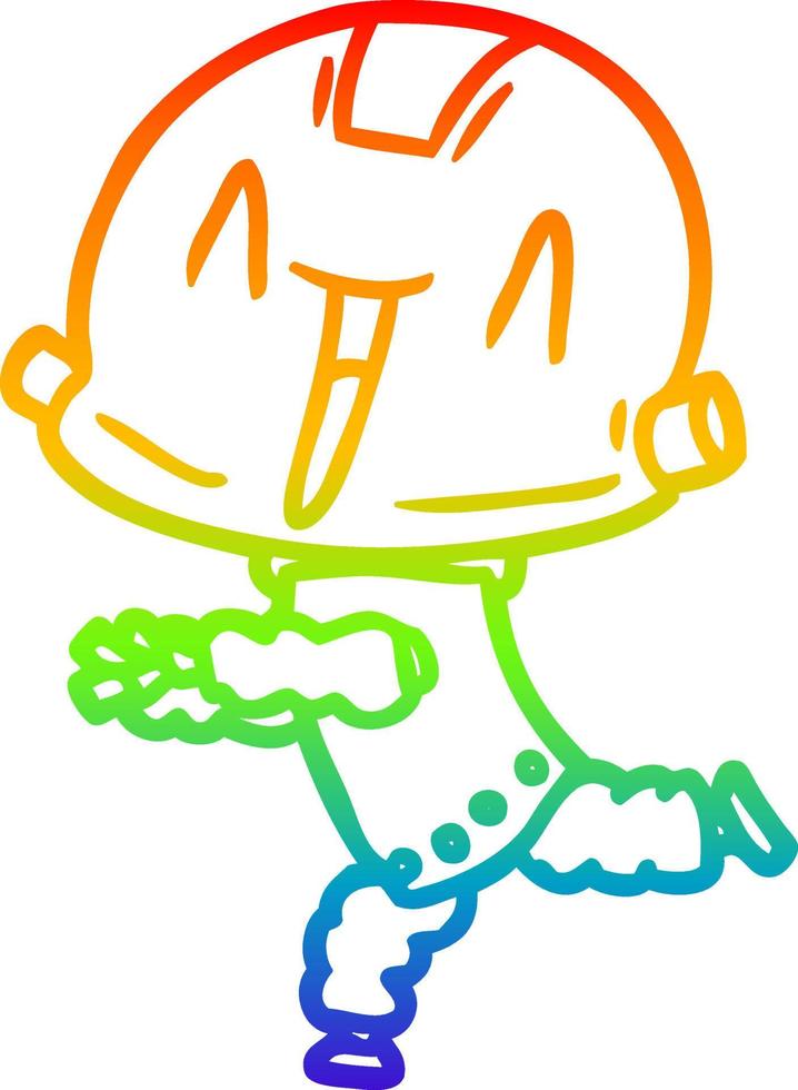 rainbow gradient line drawing cartoon robot vector