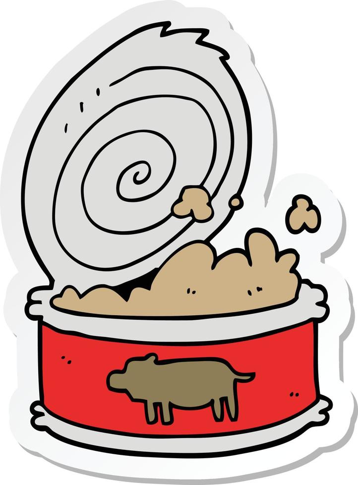 sticker of a cartoon canned food vector