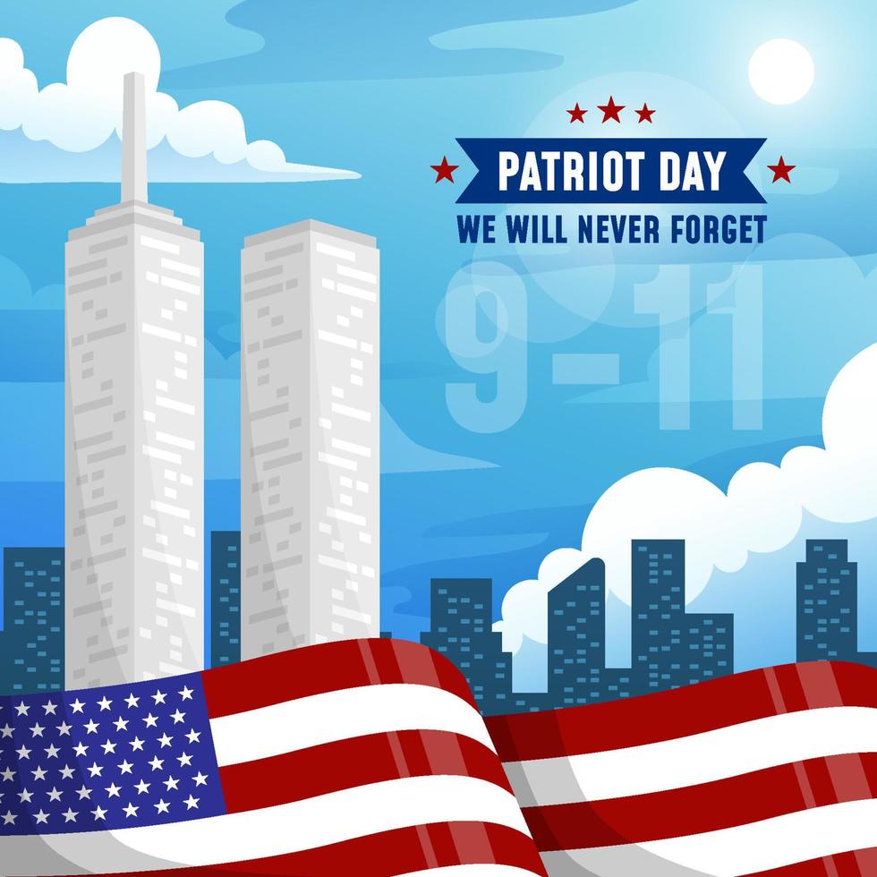 Patriot Day We Will Never Forget Concept vector