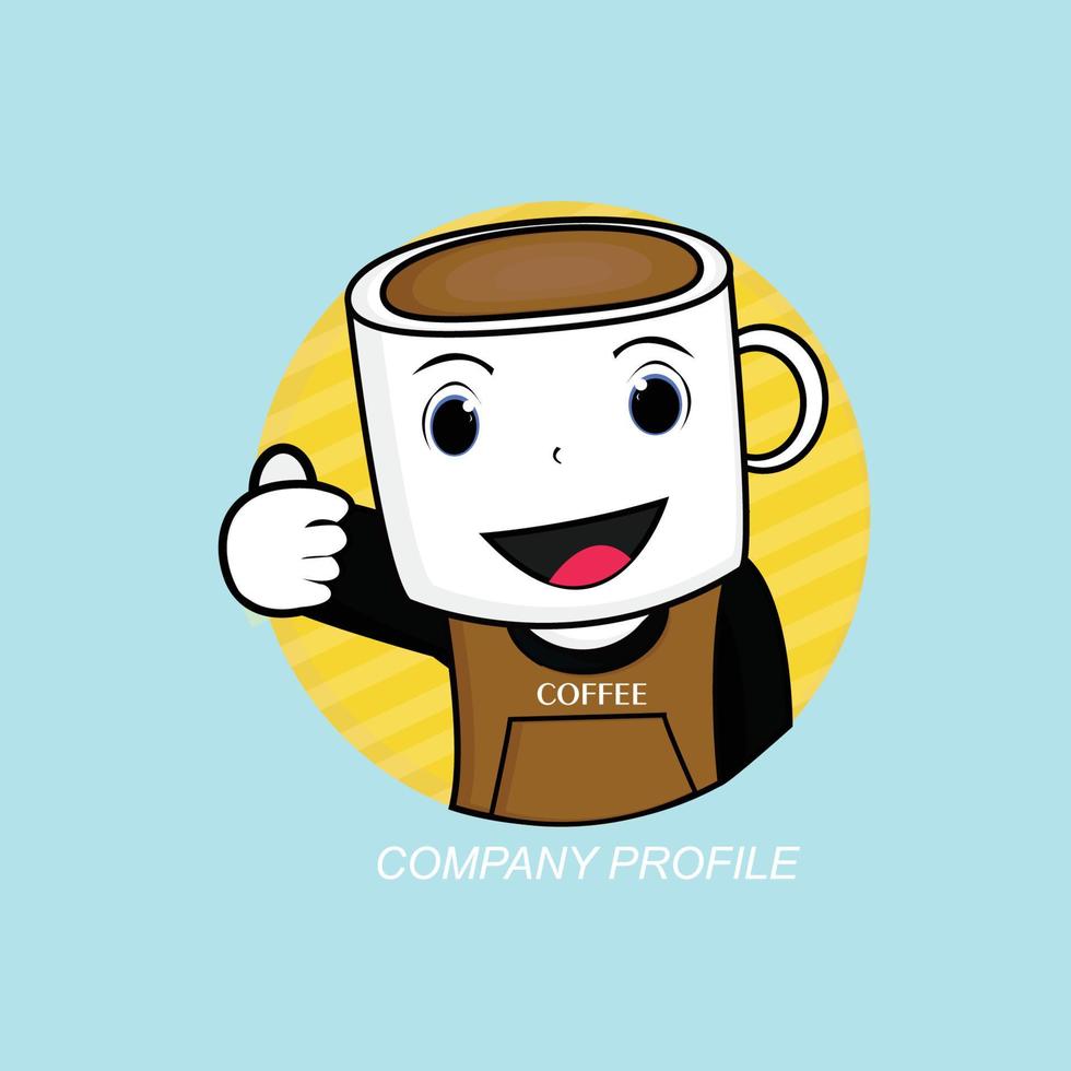cute coffee mascot vector thumbs up