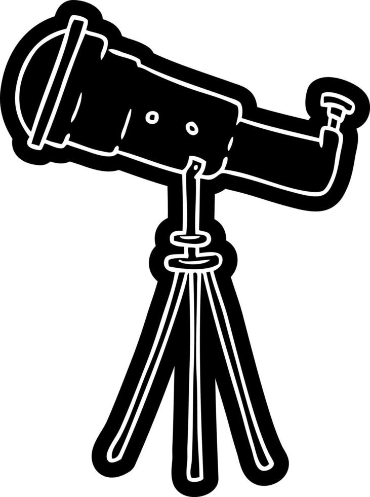 cartoon icon drawing of a large telescope vector