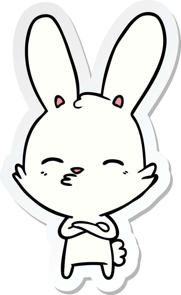 sticker of a curious bunny cartoon vector