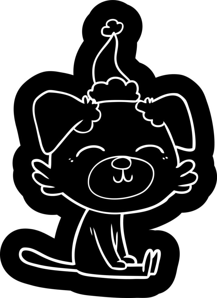cartoon icon of a dog wearing santa hat vector