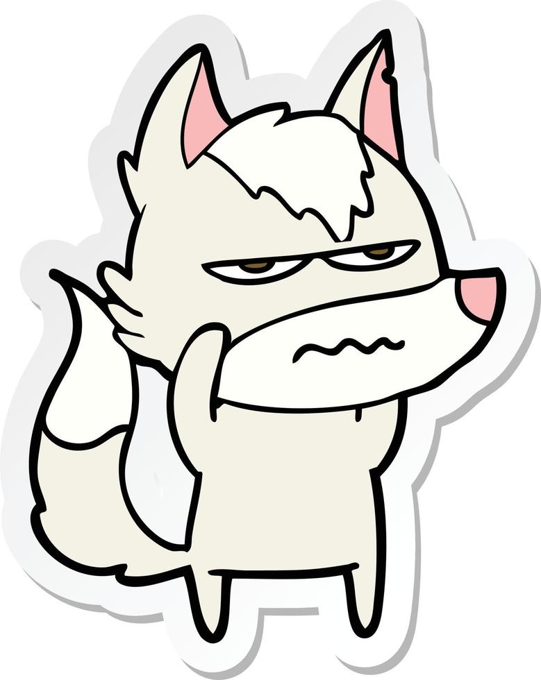 sticker of a cartoon annoyed wolf vector