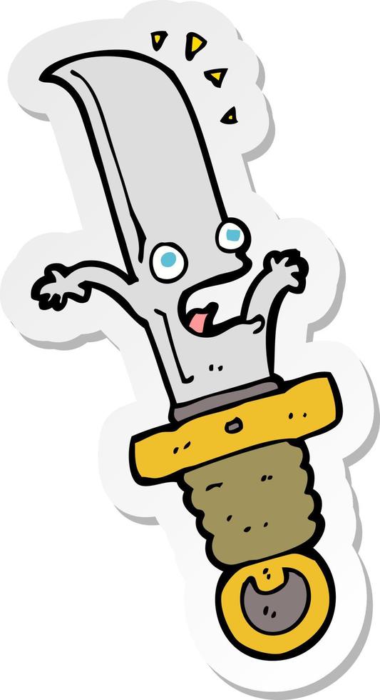 sticker of a cartoon frightened knife vector