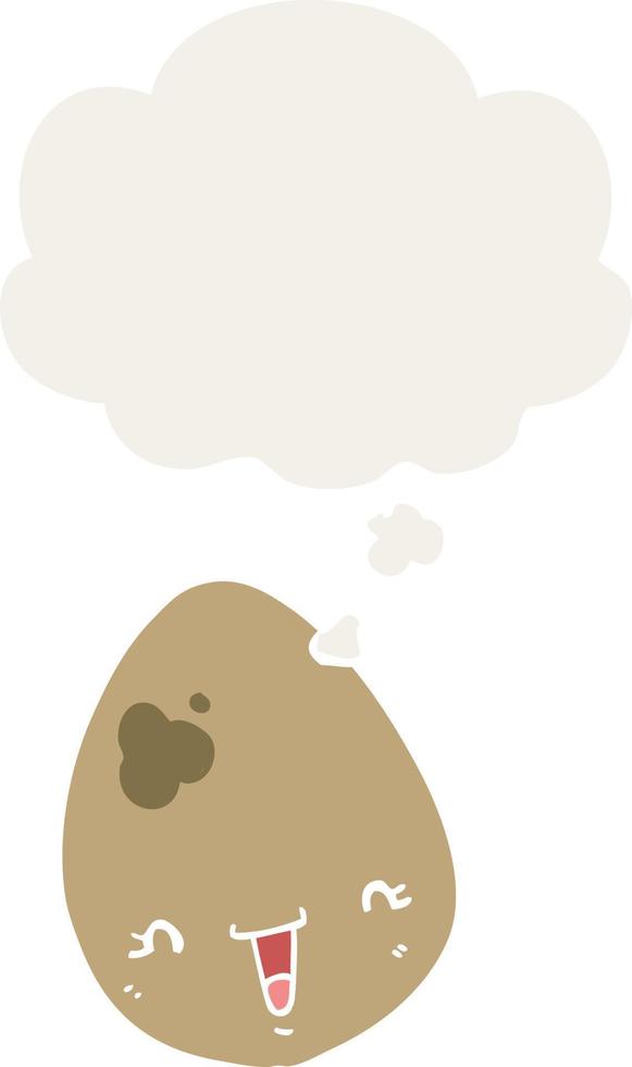 cartoon egg and thought bubble in retro style vector